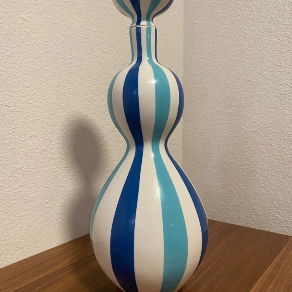 Jonathan Adler decanter vase  Blue turquoise stripe - Picture 3 of 9